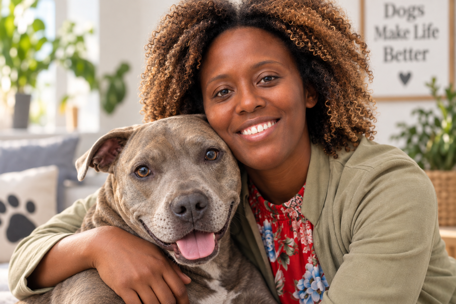Tobi Malone, owner of Coco's Pet Services, with a dog