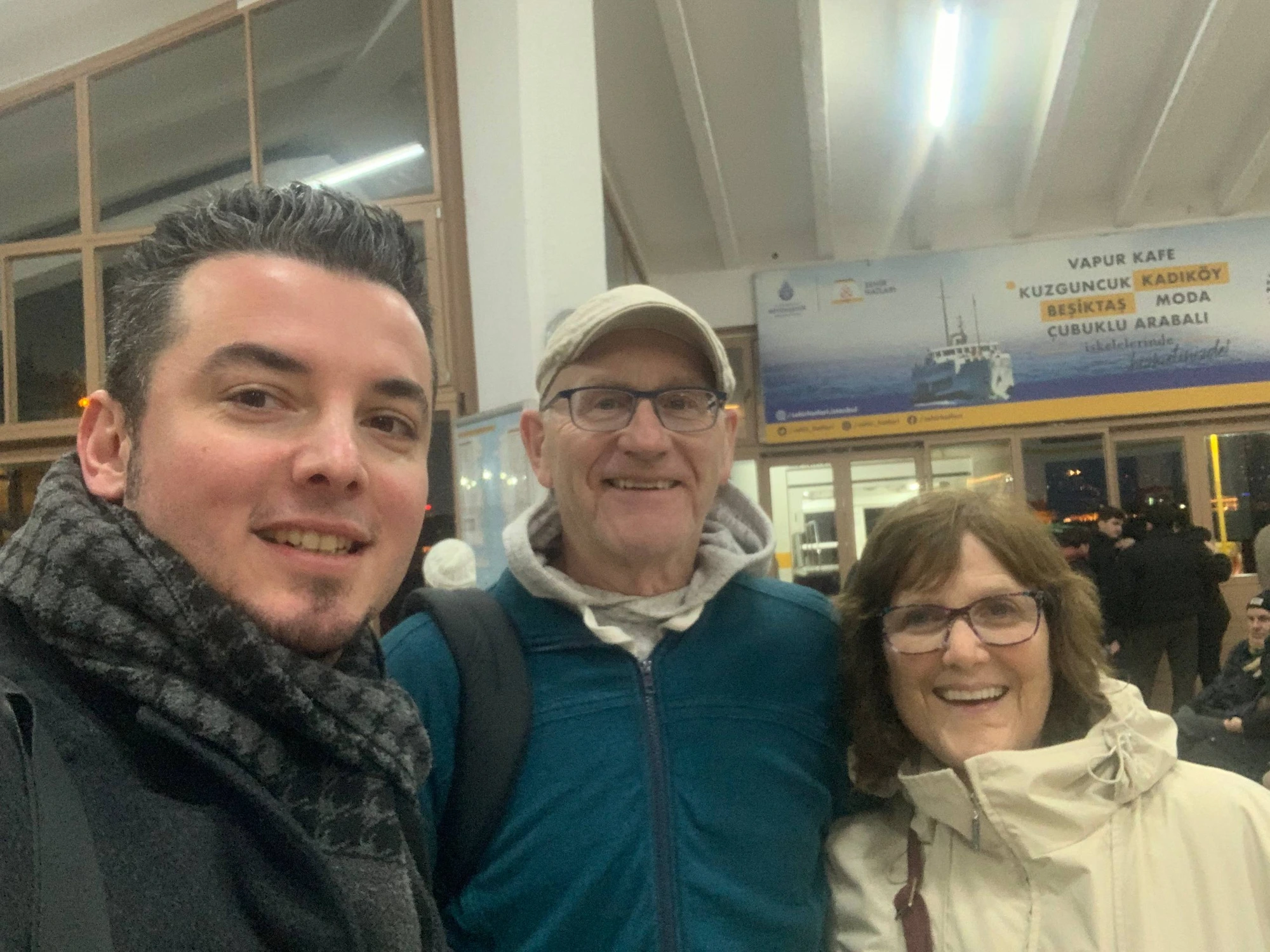 Tour guests at the Istanbul ferry terminal before a Bosphorus crossing