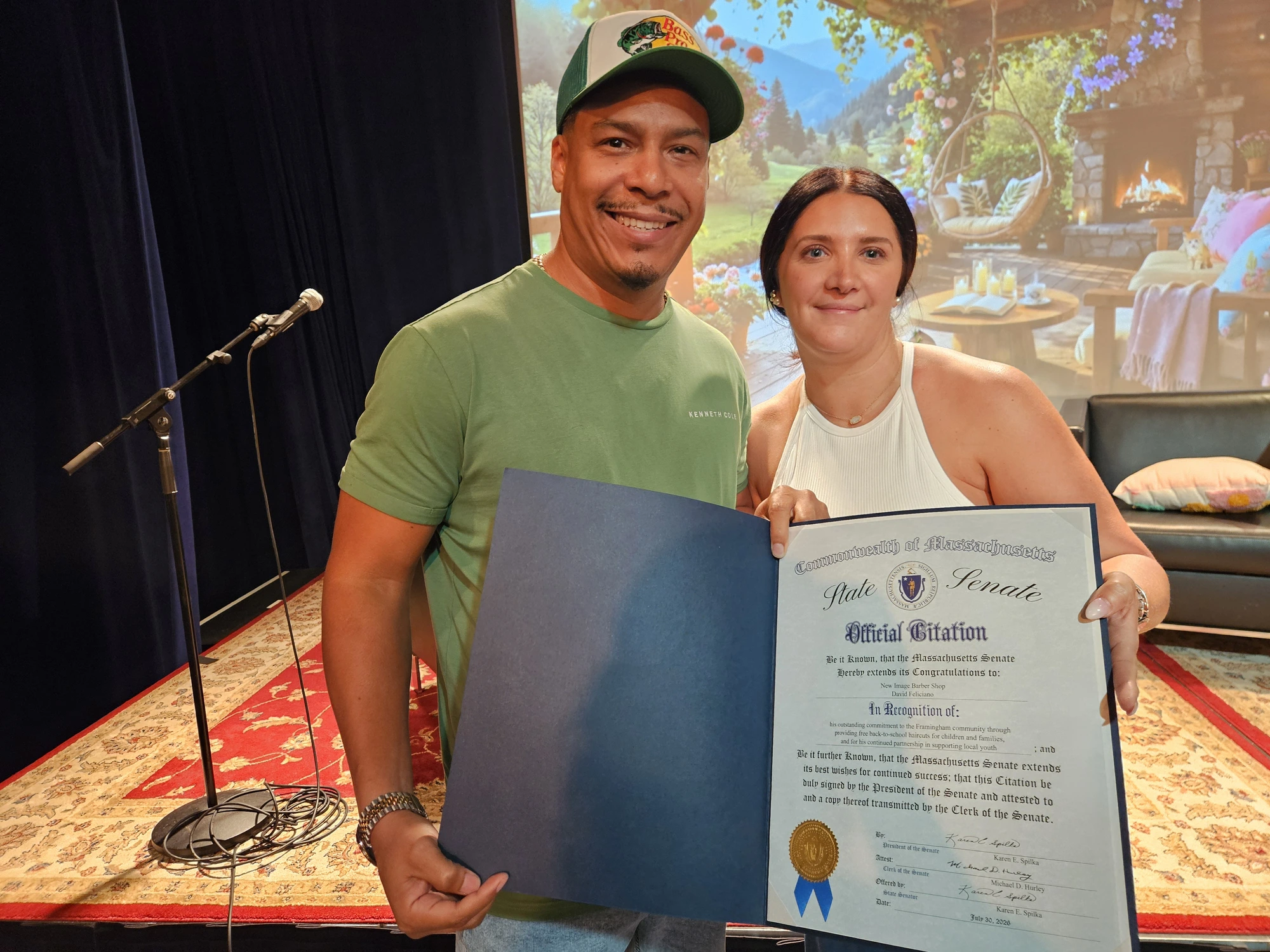 Magaly Fernandez of Grace Is Sweet LLC receiving a State Senate Official Citation for community partnership and service