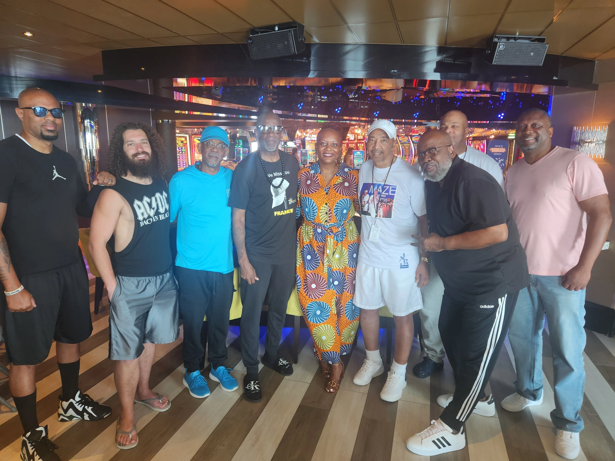 The A.T.O.M. band and friends together on the cruise