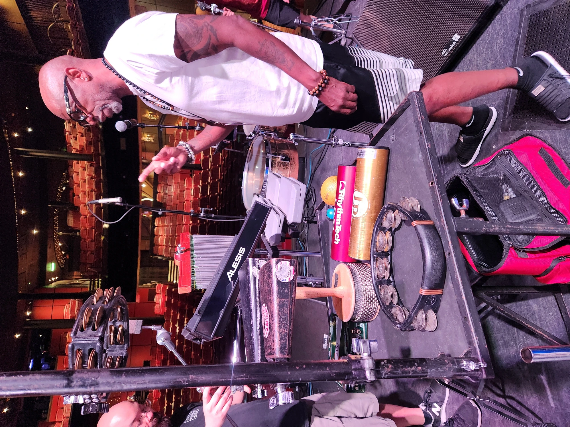 A.T.O.M. percussionist and band during soundcheck