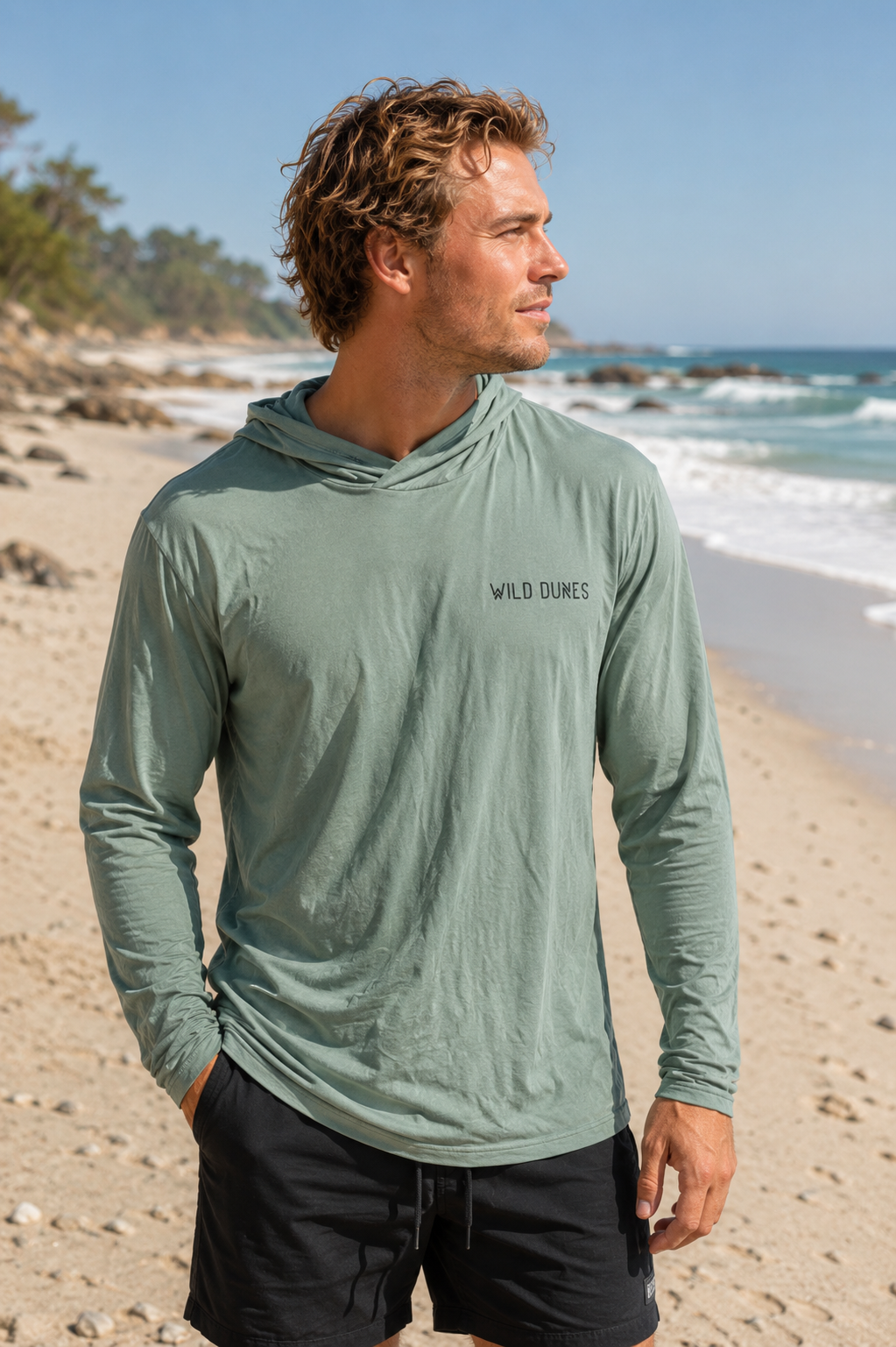 Wild Dunes shirt on the beach