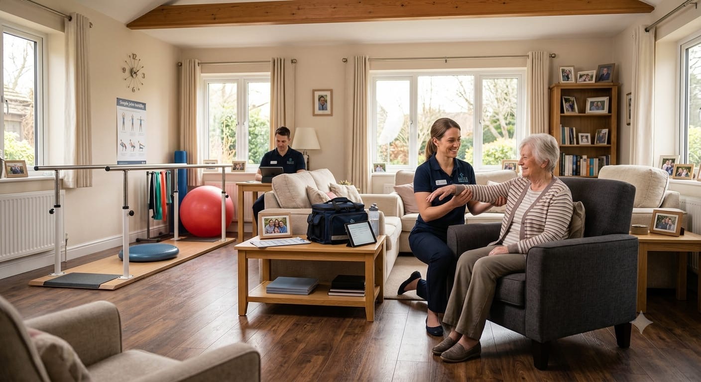 Home visit physiotherapy session at a patient's home