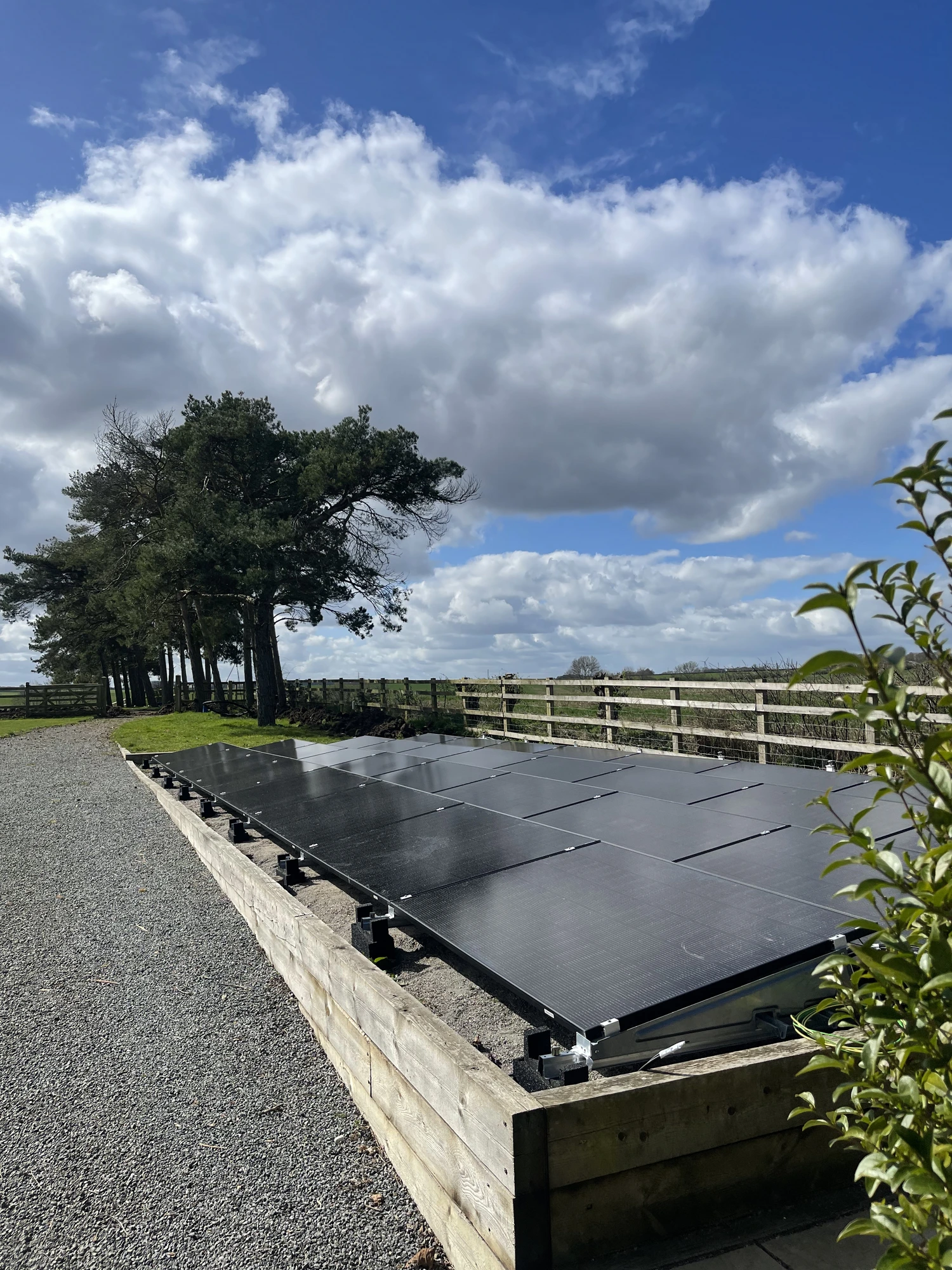 Ground mounted solar panel array in Biggleswade