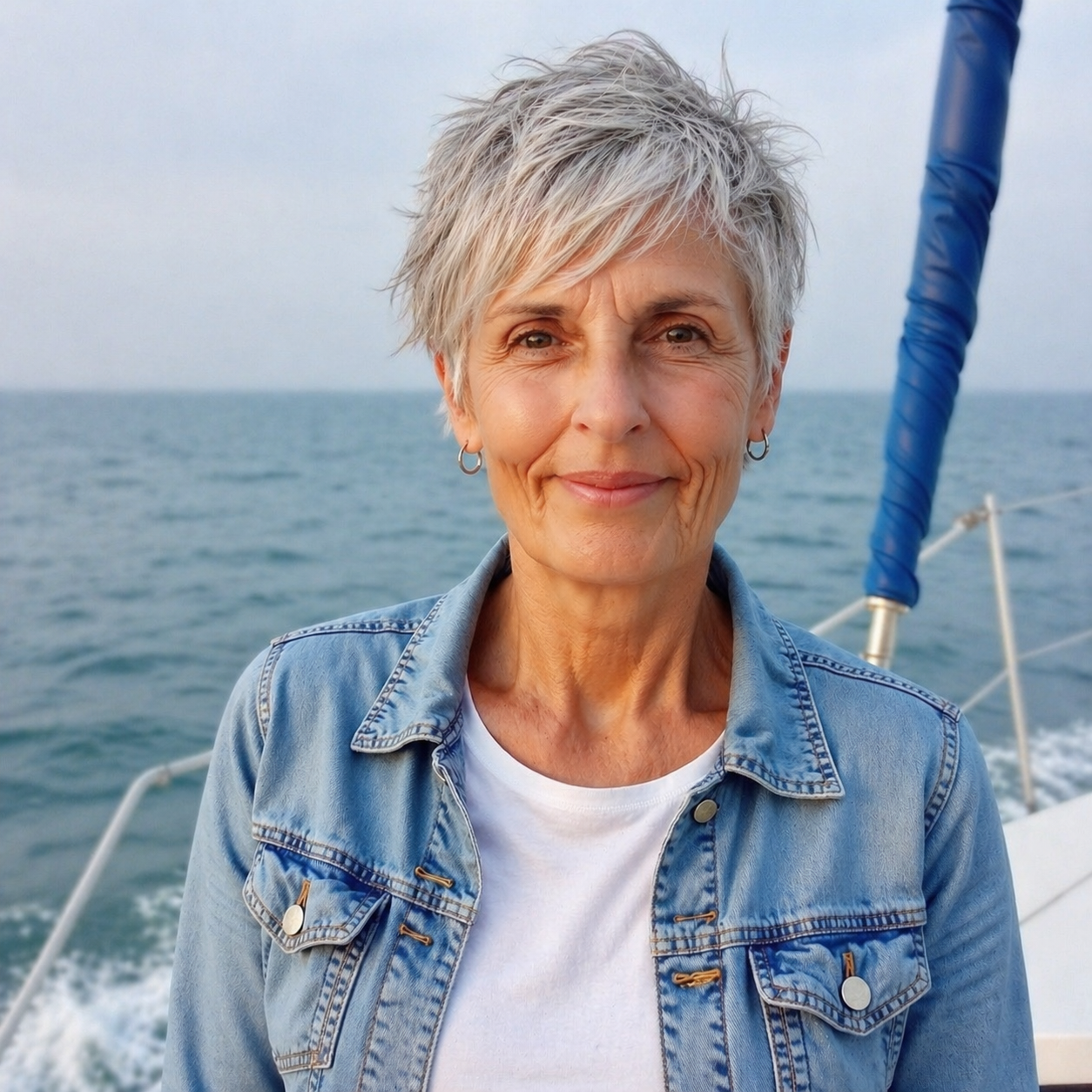 Portrait of Tam D. Matthews on a sailboat, Pacific coast of Costa Rica