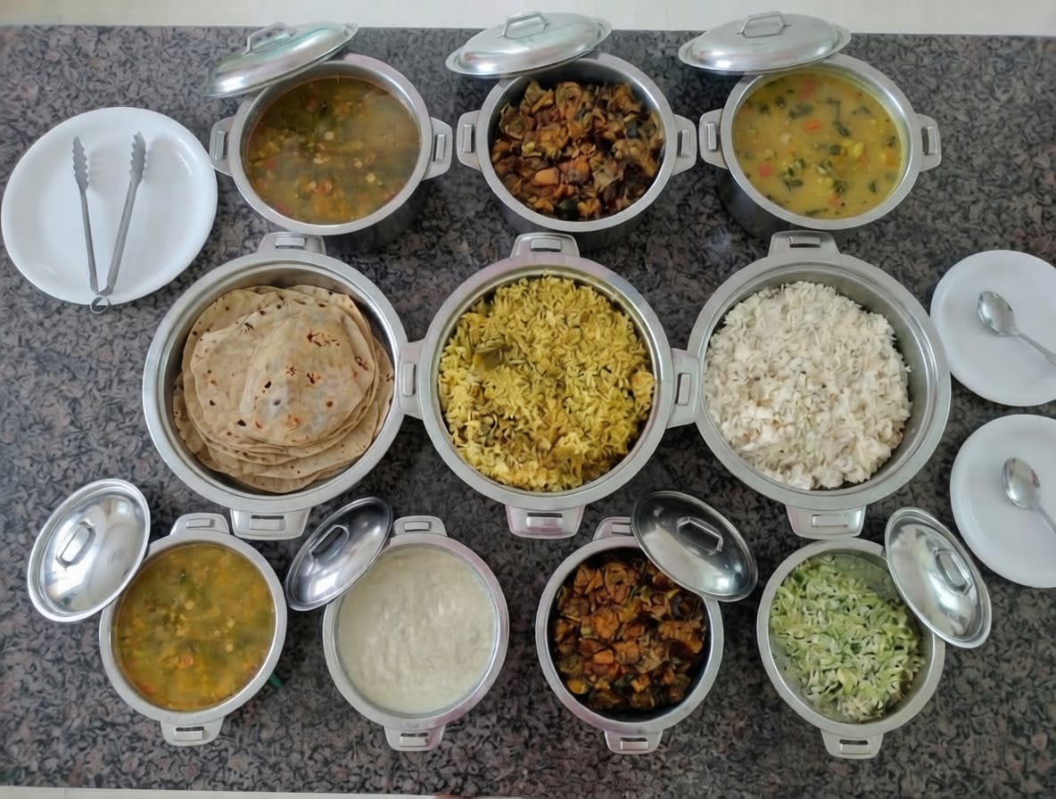 Authentic Malnad meal spread at Guddada Siri Homestay