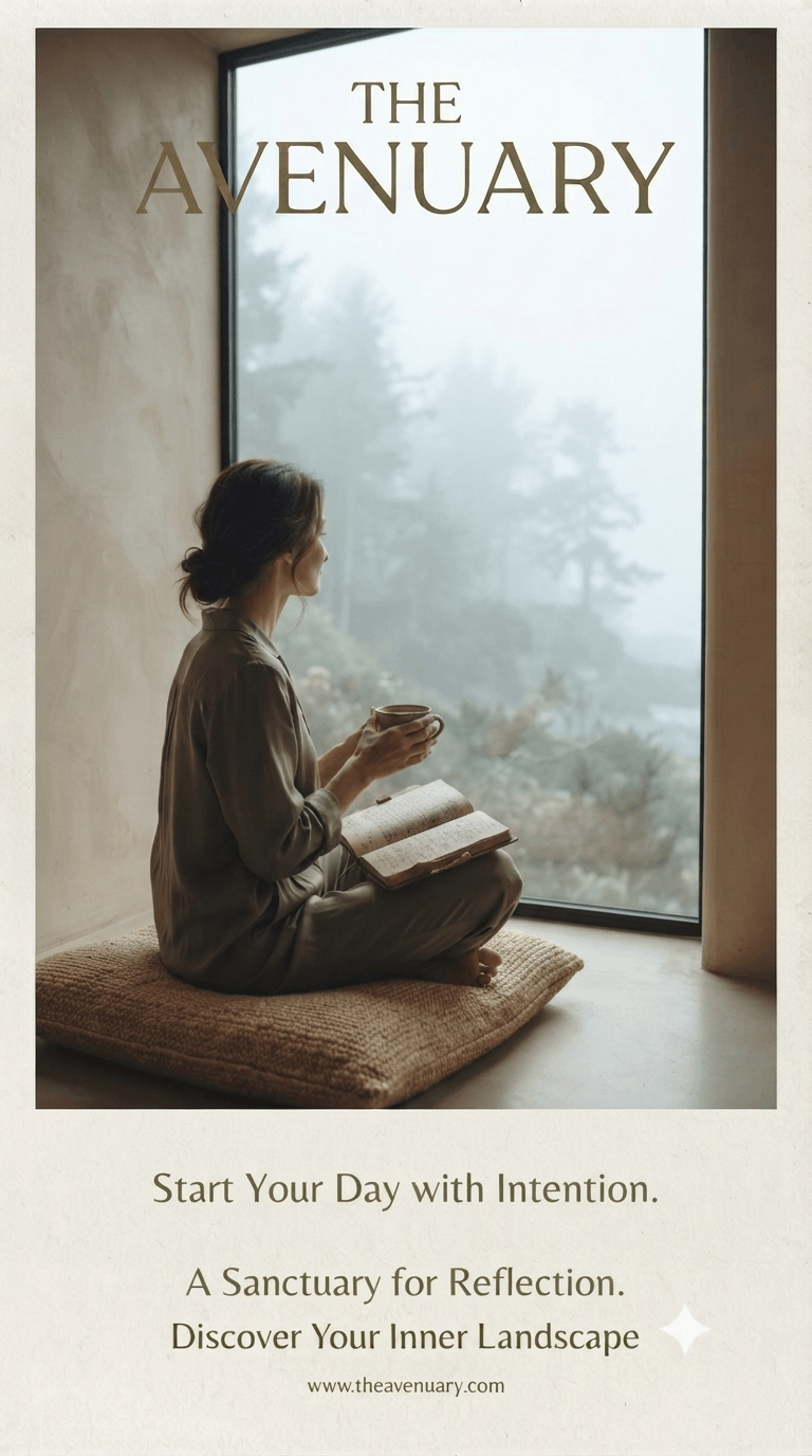 A woman in a soft cream sweater stands by a bright window with a woven basket of breakfast bread and fruit, morning light washing the room in warm gold.