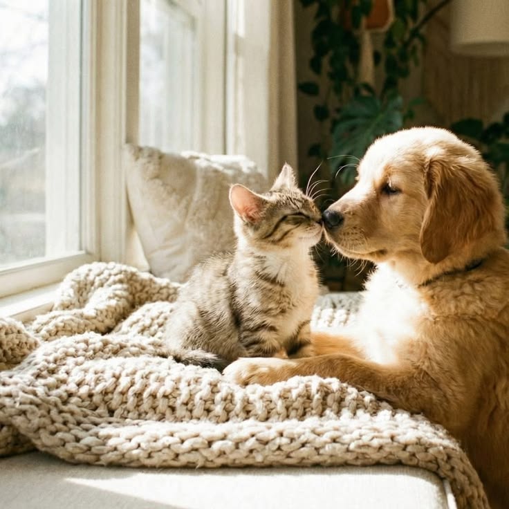 Rescue dog in golden light