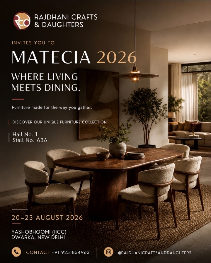MATECIA 2026 — Rajdhani Crafts & Daughters invitation poster