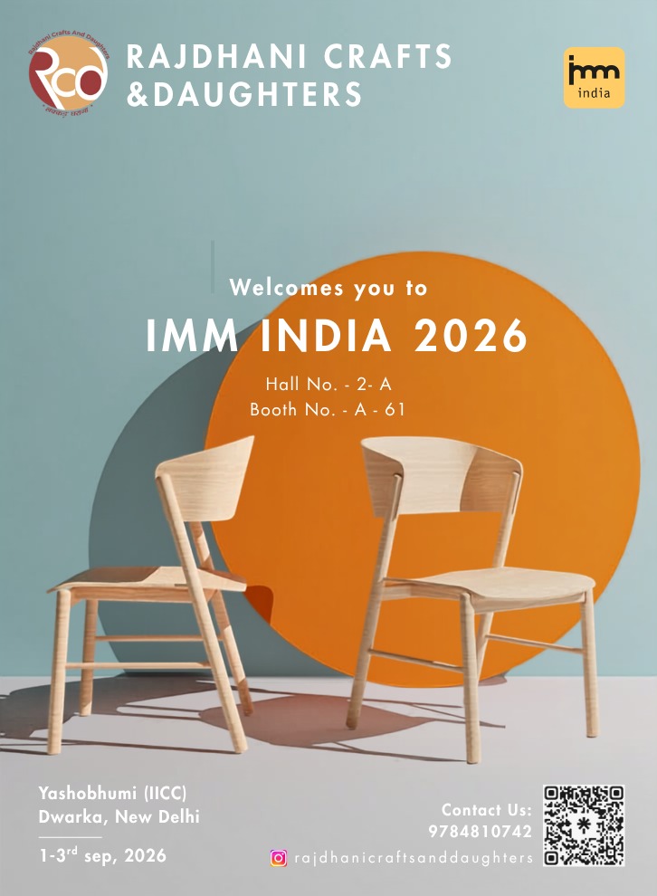 IMM India 2026 — Rajdhani Crafts & Daughters invitation poster