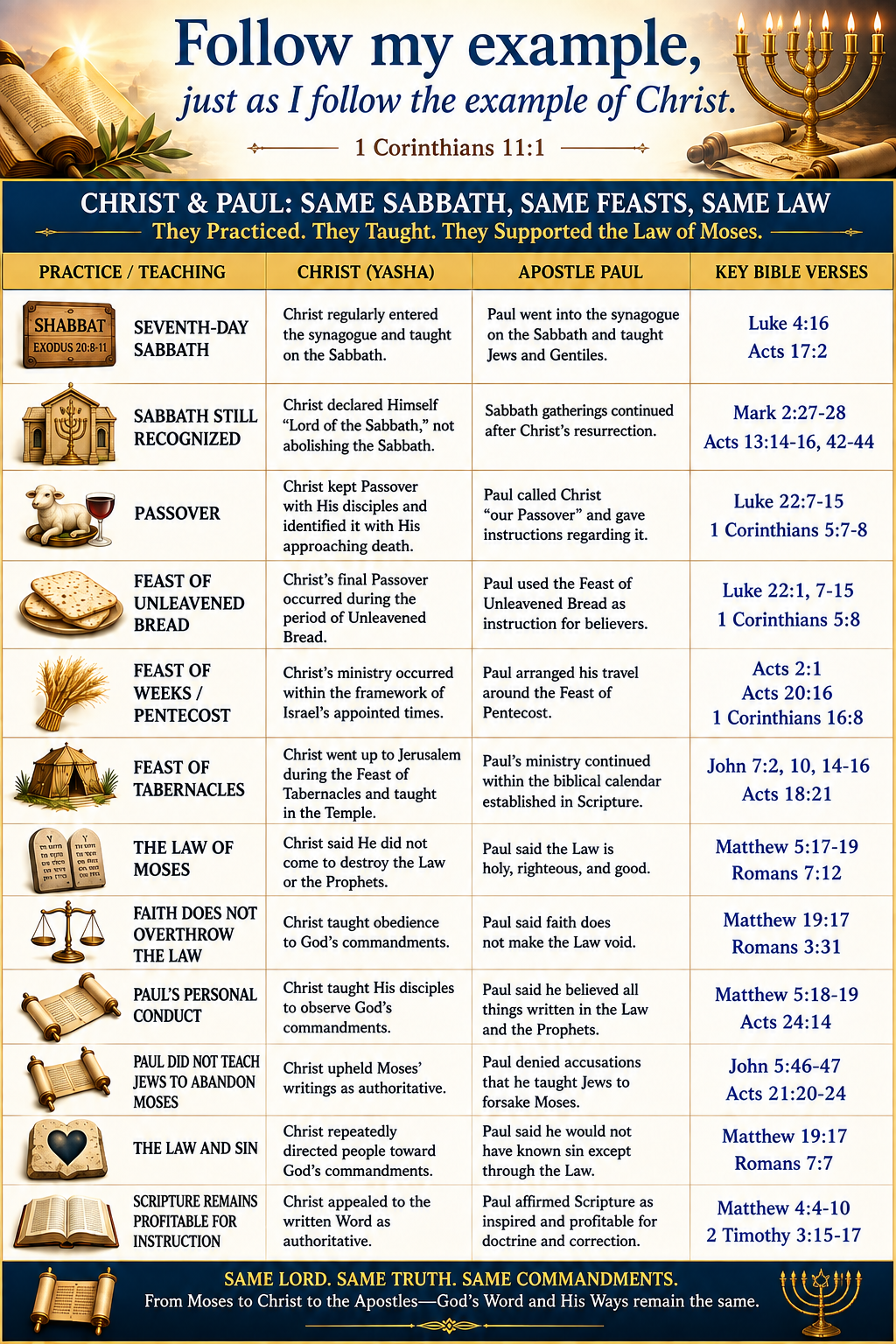 Christ & Paul: Same Sabbath, Same Feasts, Same Law
