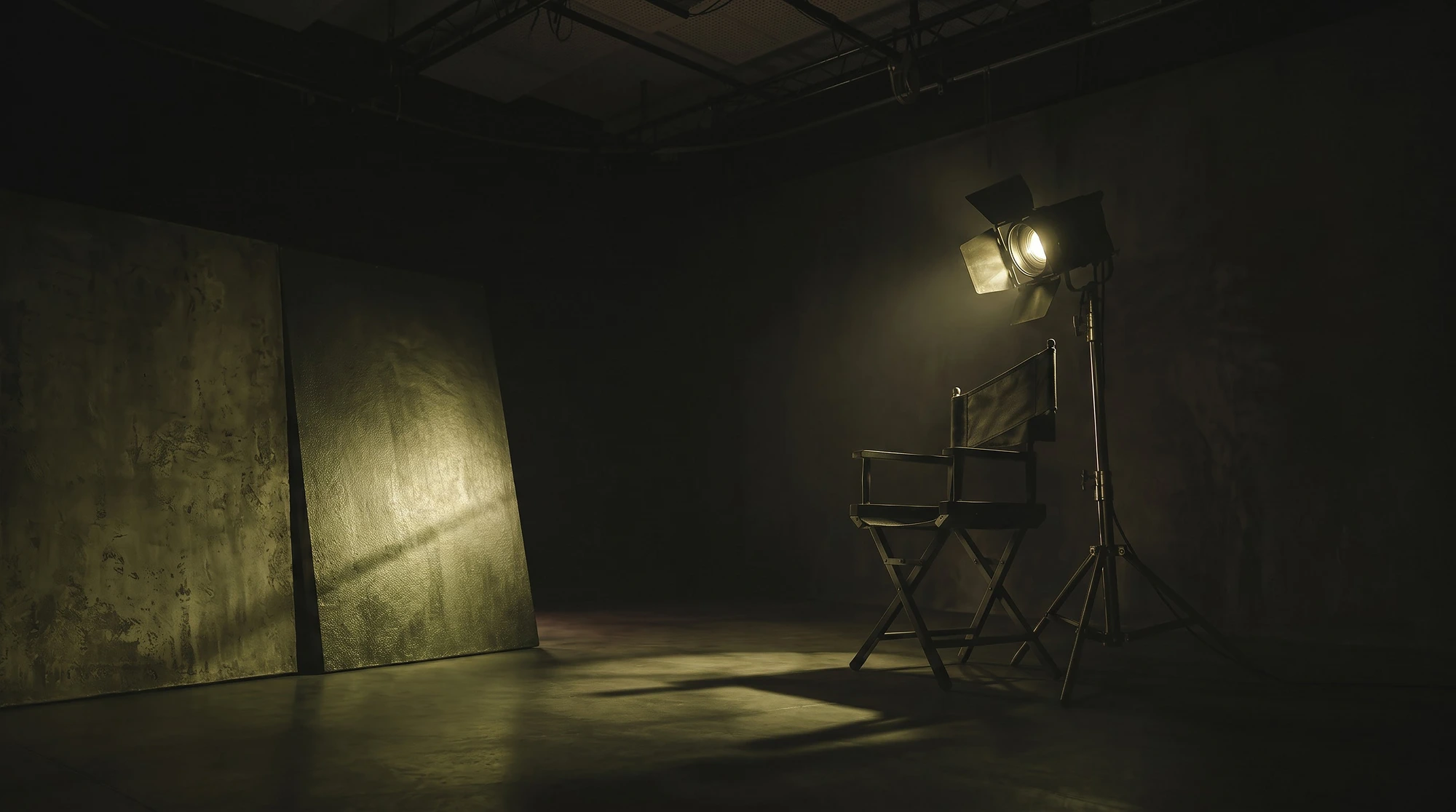 VirtualCreato studio set with director's chair and spotlight